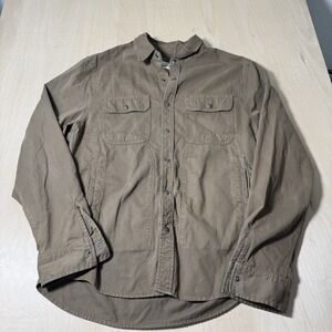 Flint & Tinder Shirt Explorer Safari Button Up Pockets Khaki Tan‎ Mens M $128